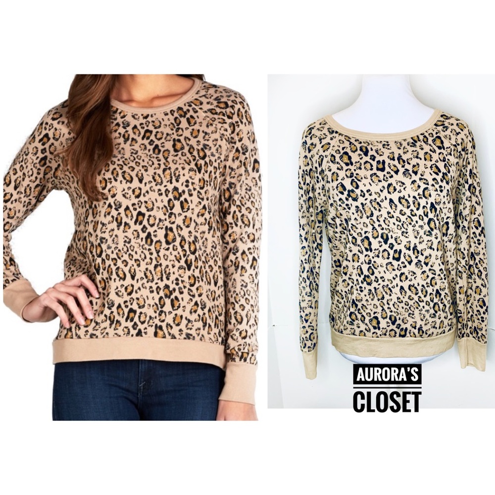 Joie S Tan Cheetah Print Pullover Sweater